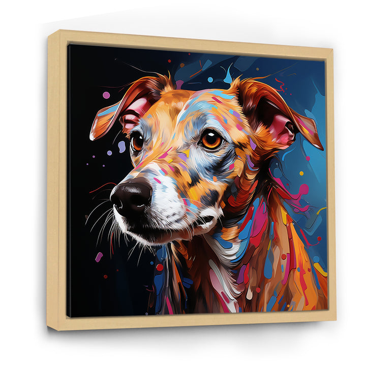 Playful Dog Whippet Popart - Dog Canvas Wall Art