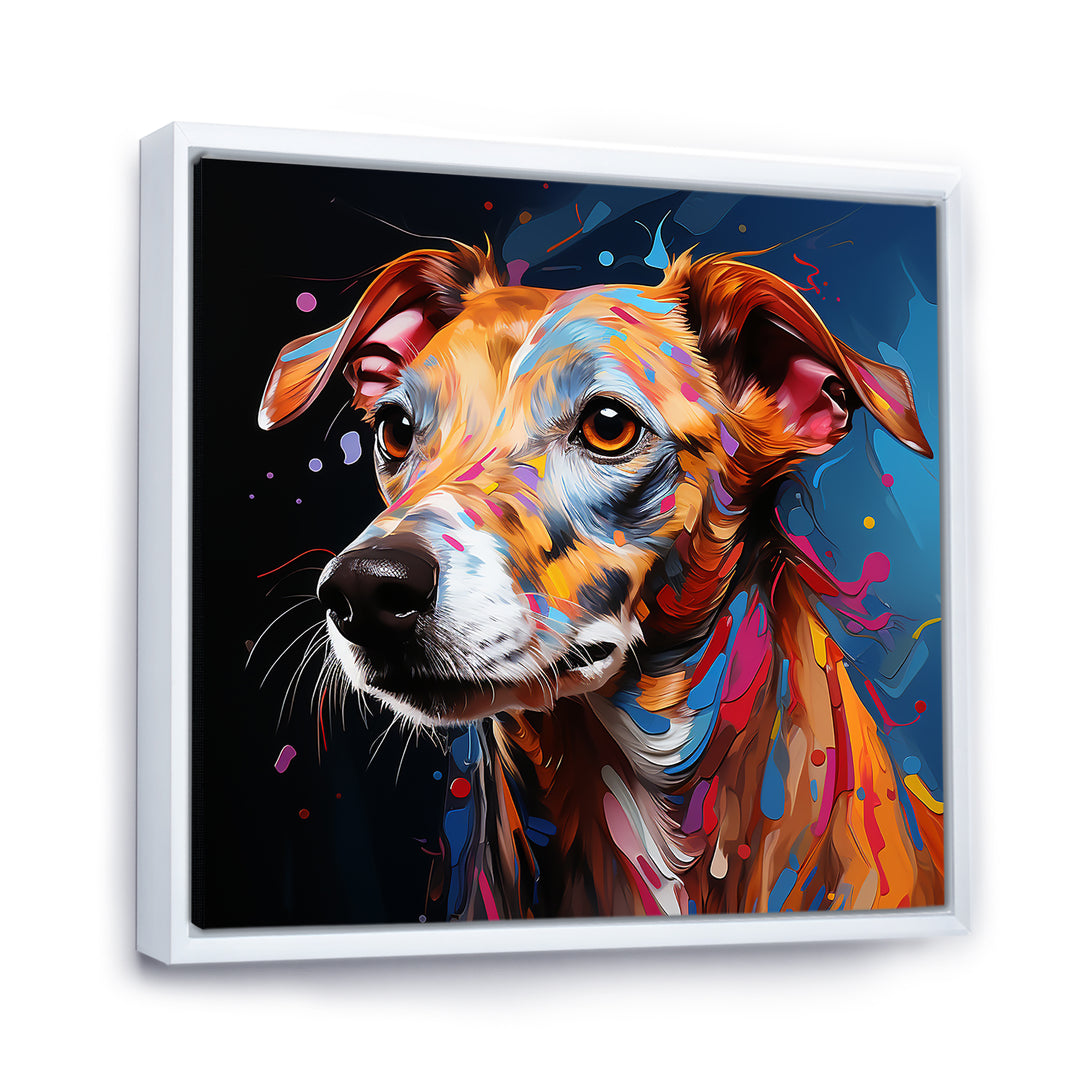 Playful Dog Whippet Popart - Dog Canvas Wall Art
