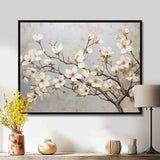 Beige White Dogwood Peacefulness - Floral Canvas Wall Art