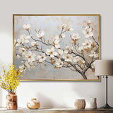 Beige White Dogwood Peacefulness - Floral Canvas Wall Art