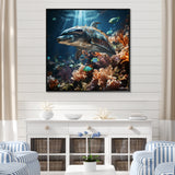 Dolphin Dreamscape - Dolphin Framed Canvas Art