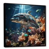 Dolphin Dreamscape - Dolphin Framed Canvas Art