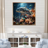 Dolphin Dreamscape - Dolphin Framed Canvas Art