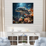 Dolphin Dreamscape - Dolphin Framed Canvas Art
