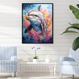 Dolphin Euphoria - Dolphin Large Canvas Wall Art