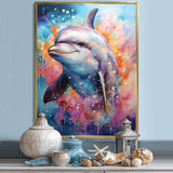 Dolphin Euphoria - Dolphin Large Canvas Wall Art