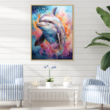 Dolphin Euphoria - Dolphin Large Canvas Wall Art