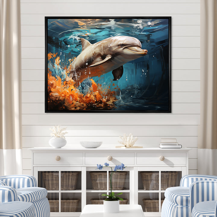Dolphin Symphony - Dolphin Canvas Wall Art