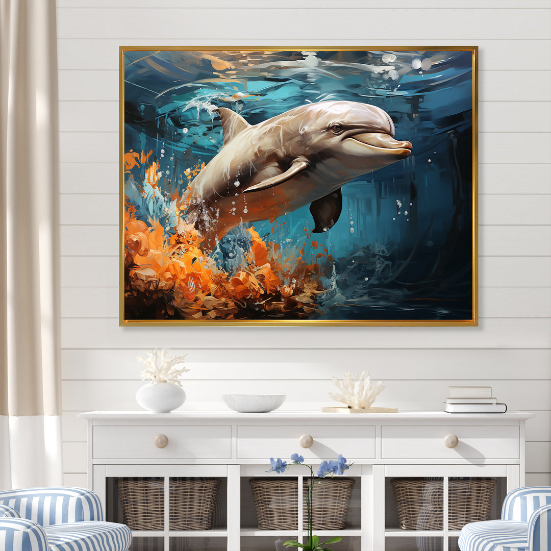 Dolphin Symphony - Dolphin Canvas Wall Art