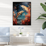 Dolphin Mystic Encounters - Dolphin Framed Canvas Art