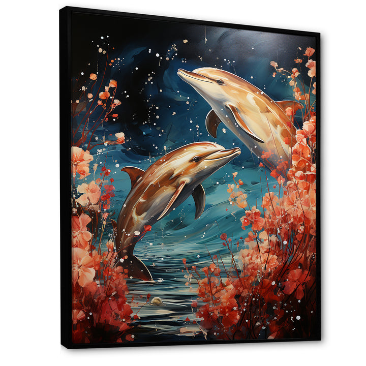 Dolphin Mystic Encounters - Dolphin Framed Canvas Art