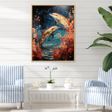 Dolphin Mystic Encounters - Dolphin Framed Canvas Art