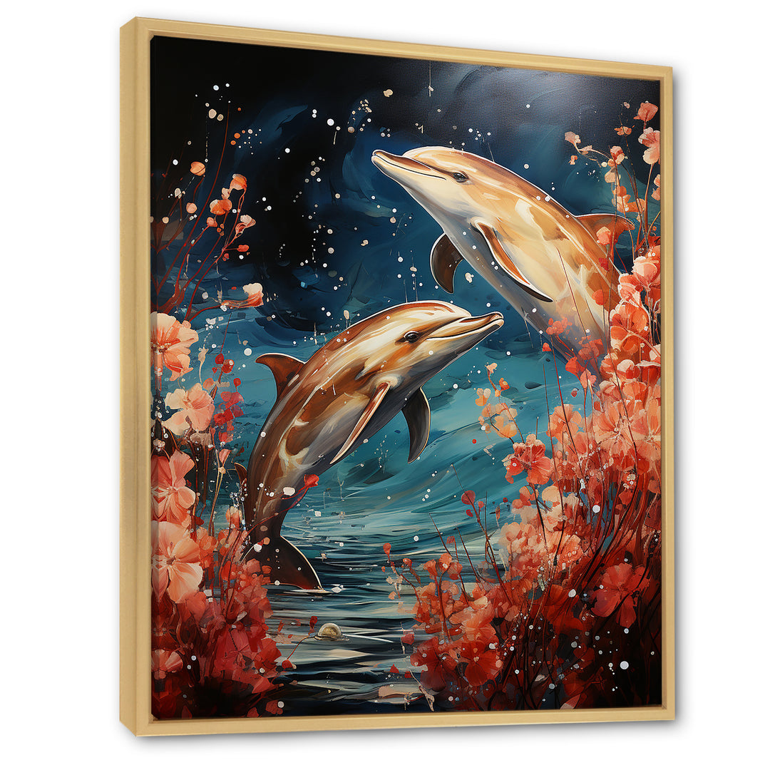 Dolphin Mystic Encounters - Dolphin Framed Canvas Art