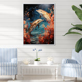 Dolphin Mystic Encounters - Dolphin Framed Canvas Art