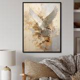 Minimalism Beige And Gold Dove - Dove Canvas Wall Art