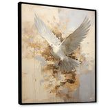 Minimalism Beige And Gold Dove - Dove Canvas Wall Art