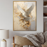 Minimalism Beige And Gold Dove - Dove Canvas Wall Art