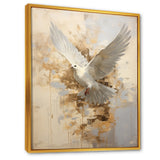 Minimalism Beige And Gold Dove - Dove Canvas Wall Art