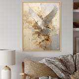 Minimalism Beige And Gold Dove - Dove Canvas Wall Art