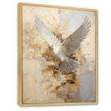 Minimalism Beige And Gold Dove - Dove Canvas Wall Art