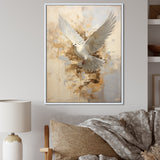 Minimalism Beige And Gold Dove - Dove Canvas Wall Art