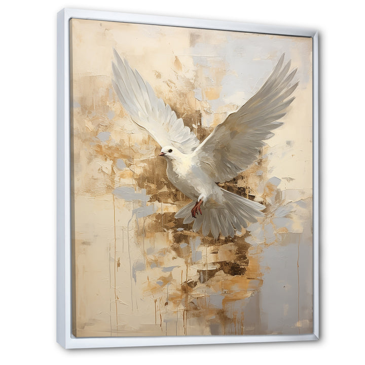Minimalism Beige And Gold Dove - Dove Canvas Wall Art