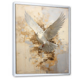 Minimalism Beige And Gold Dove - Dove Canvas Wall Art
