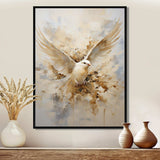 Minimalism Beige And Gold Dove I - Animals Canvas Wall Art