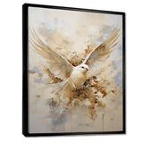 Minimalism Beige And Gold Dove I - Animals Canvas Wall Art