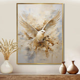 Minimalism Beige And Gold Dove I - Animals Canvas Wall Art