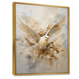 Minimalism Beige And Gold Dove I - Animals Canvas Wall Art