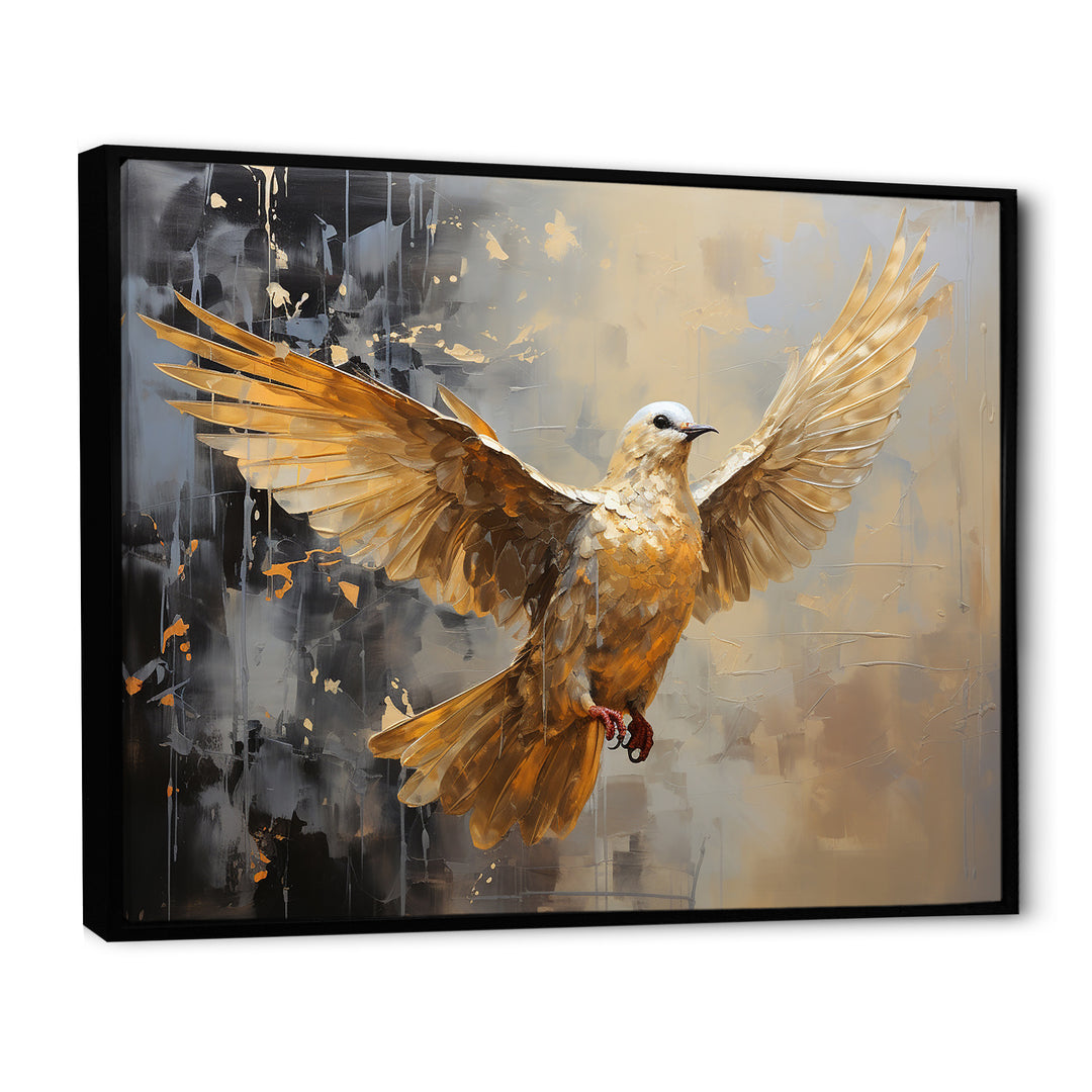 Golden Dove Grace - Dove Large Canvas Wall Art