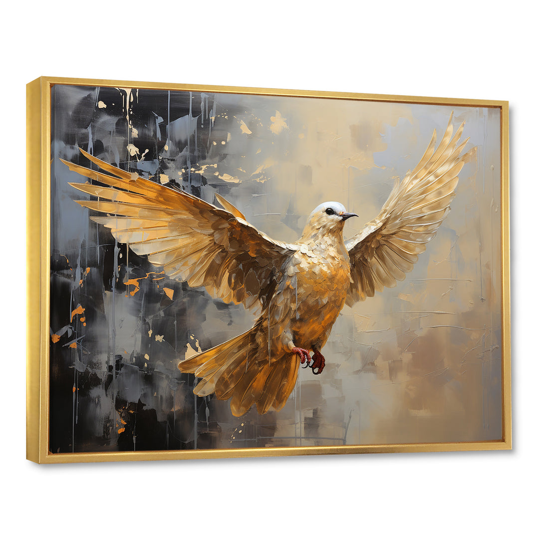 Golden Dove Grace - Dove Large Canvas Wall Art