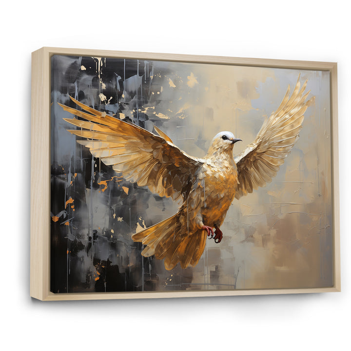 Golden Dove Grace - Dove Large Canvas Wall Art