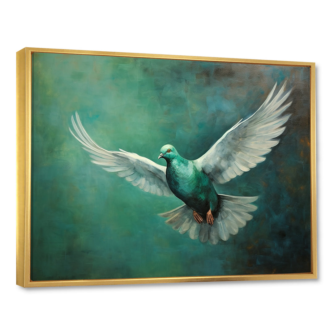 Teal Dove S Journey - Dove Canvas Wall Art