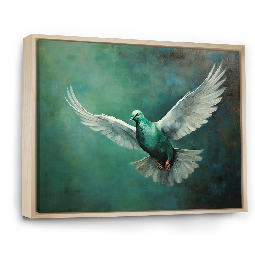 Teal Dove S Journey - Dove Canvas Wall Art