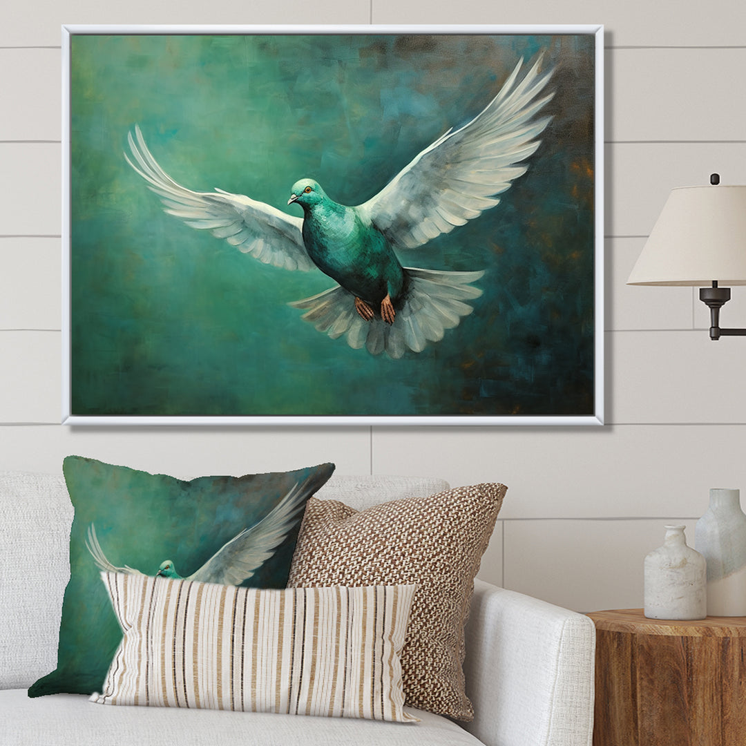 Teal Dove S Journey - Dove Canvas Wall Art