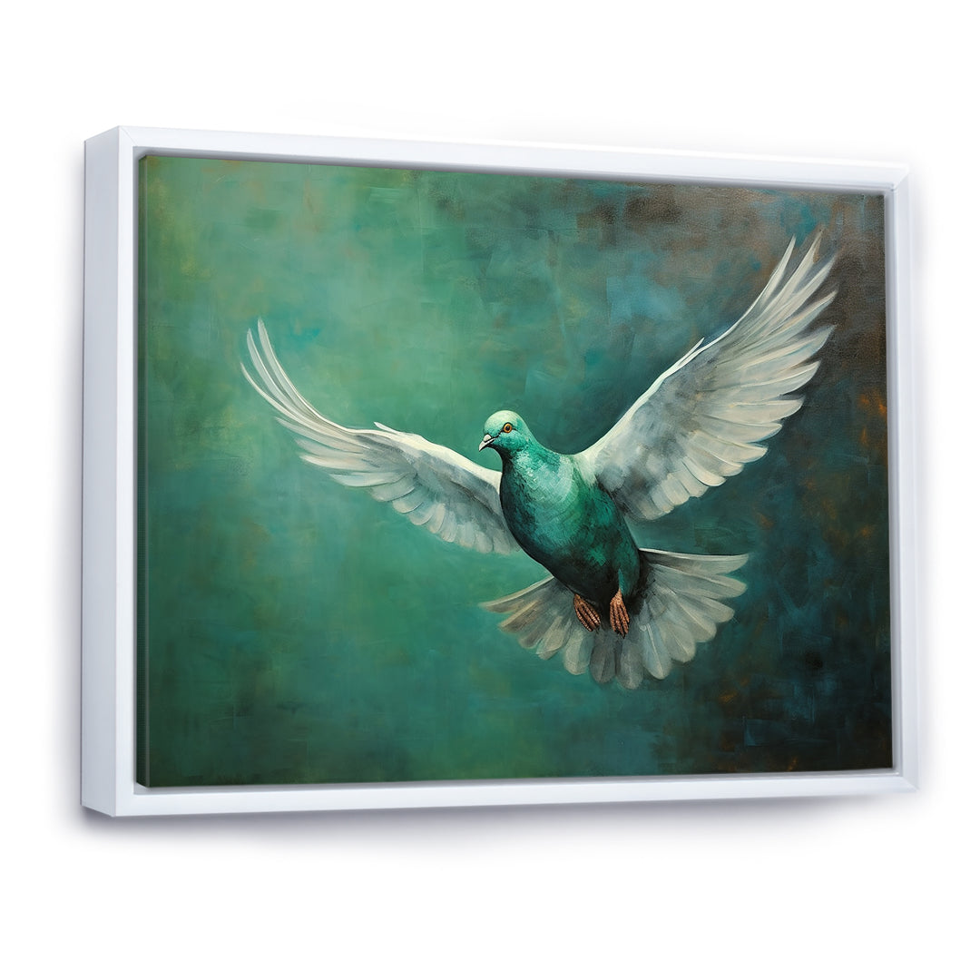 Teal Dove S Journey - Dove Canvas Wall Art