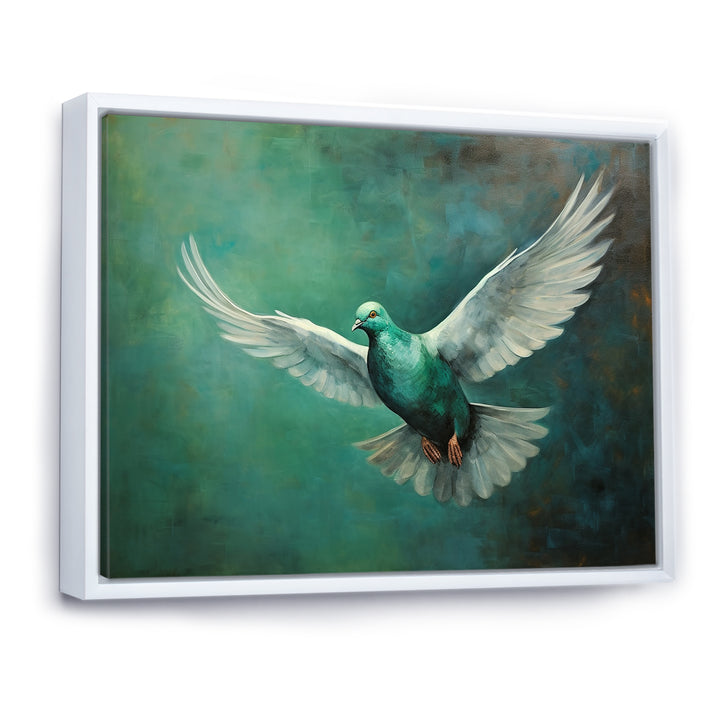 Teal Dove S Journey - Dove Canvas Wall Art