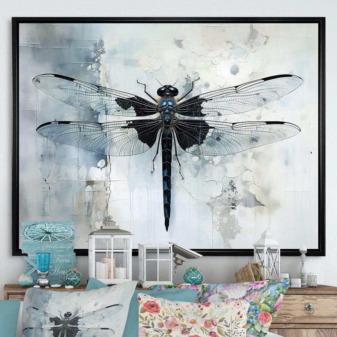 Dragonfly Elegance - Gray Dragonfly Wall Art
