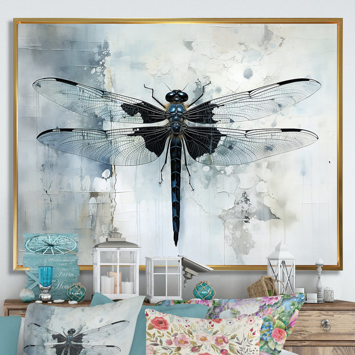 Dragonfly Elegance - Gray Dragonfly Wall Art
