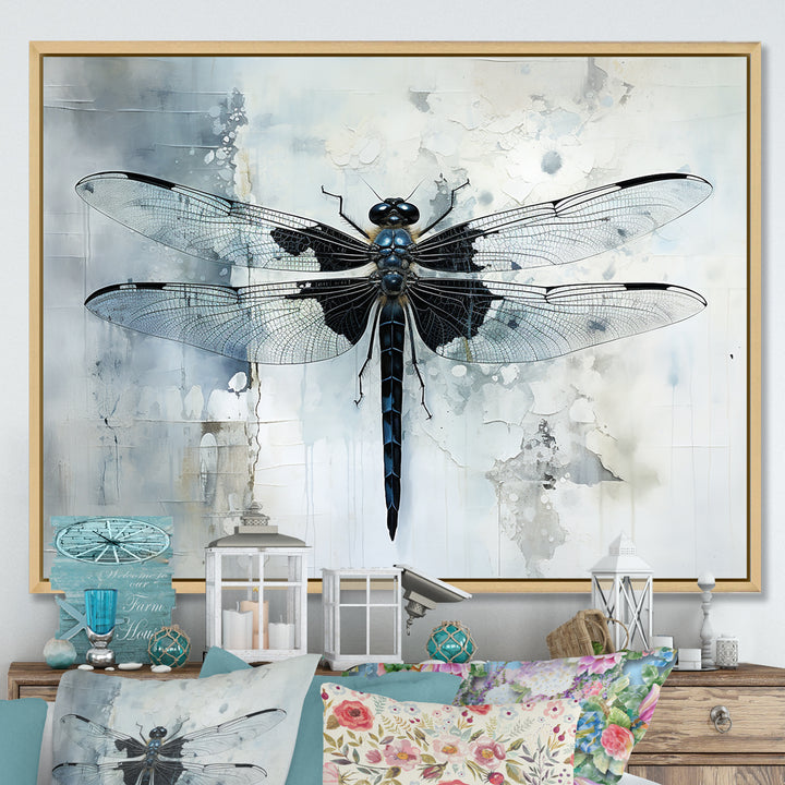 Dragonfly Elegance - Gray Dragonfly Wall Art