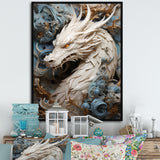 Epic Blue And Grey Dragon Odyssey - Dragons Large Canvas Wall Art