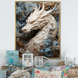 Epic Blue And Grey Dragon Odyssey - Dragons Large Canvas Wall Art