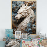 Epic Blue And Grey Dragon Odyssey - Dragons Large Canvas Wall Art