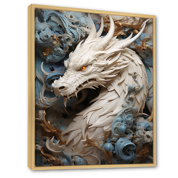 Epic Blue And Grey Dragon Odyssey - Dragons Large Canvas Wall Art