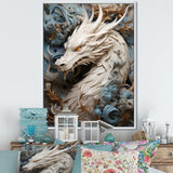 Epic Blue And Grey Dragon Odyssey - Dragons Large Canvas Wall Art