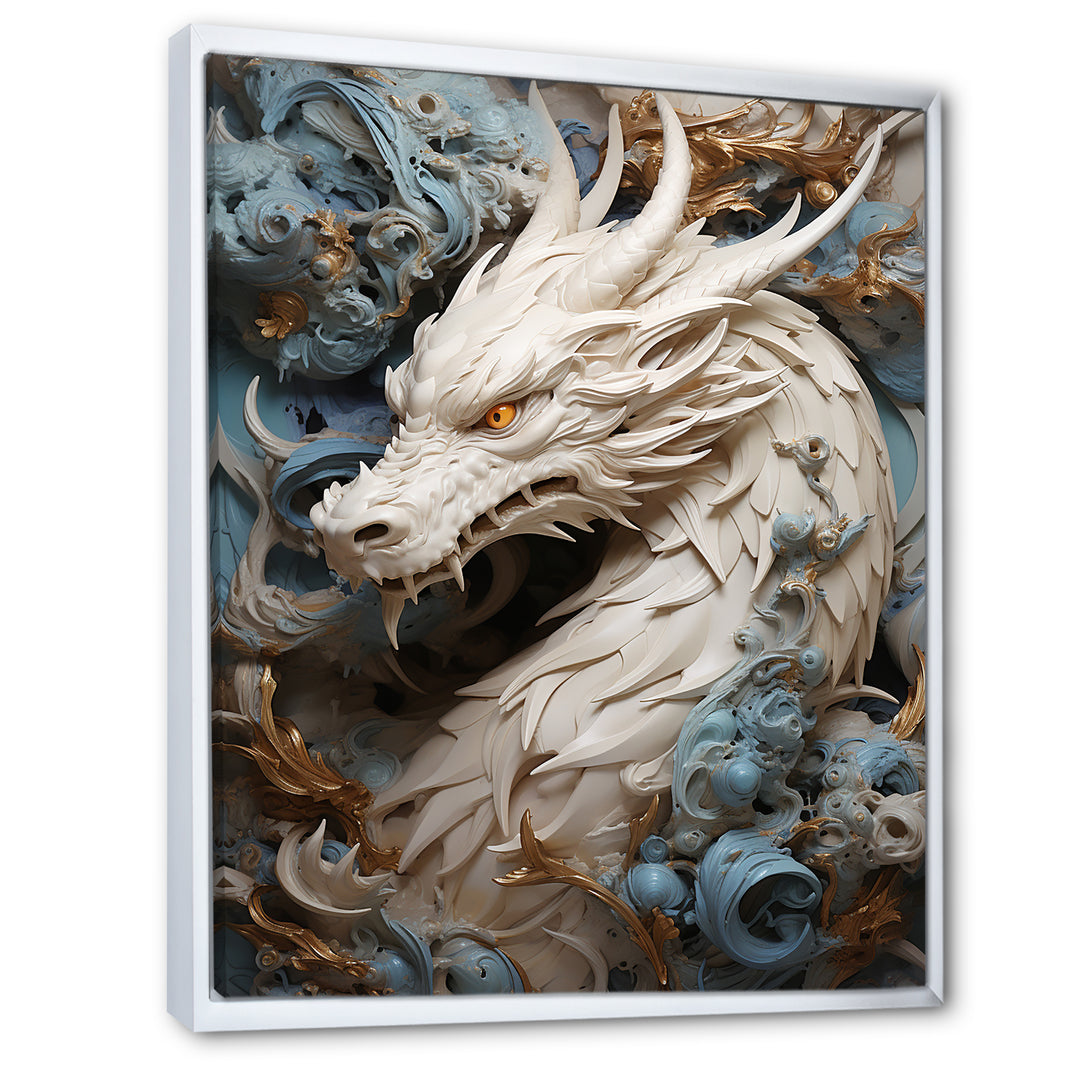 Epic Blue And Grey Dragon Odyssey - Dragons Large Canvas Wall Art
