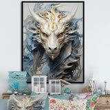 Epic Blue And Grey Dragon Odyssey III - Abstract Canvas Wall Art