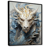 Epic Blue And Grey Dragon Odyssey III - Abstract Canvas Wall Art